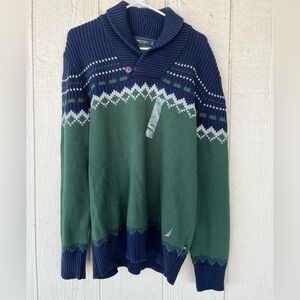 NWOT Nautica Blue/Green Sweater XL
